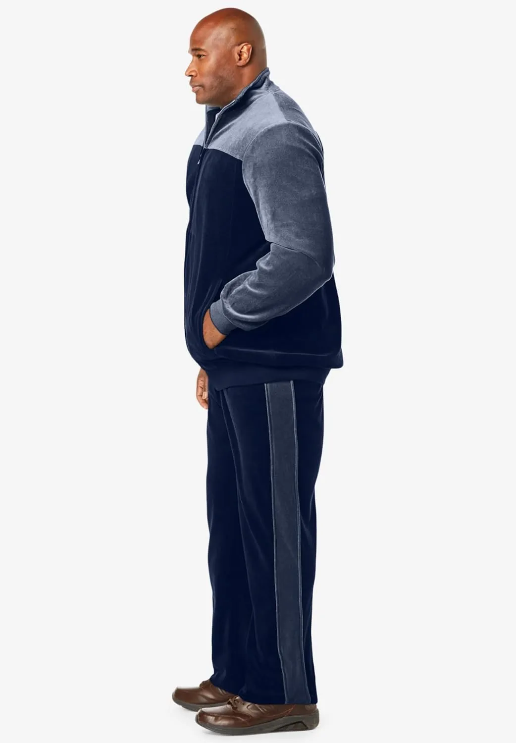 KingSize Men's Big & Tall Colorblock Velour Tracksuit