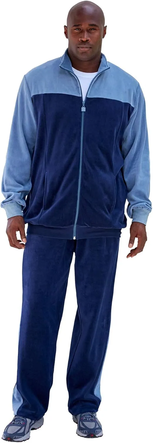 KingSize Men's Big & Tall Colorblock Velour Tracksuit
