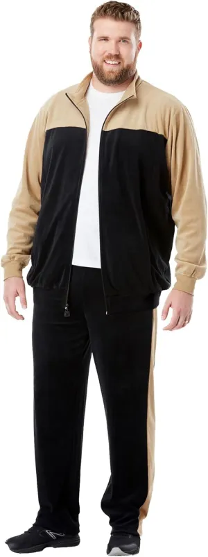 KingSize Men's Big & Tall Colorblock Velour Tracksuit