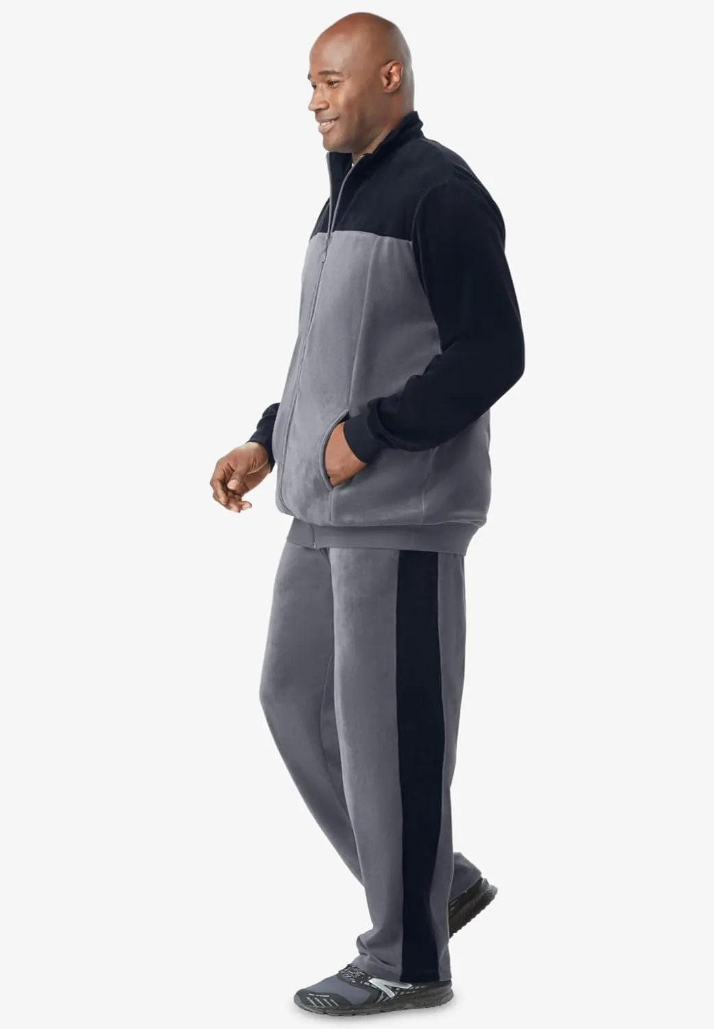 KingSize Men's Big & Tall Colorblock Velour Tracksuit