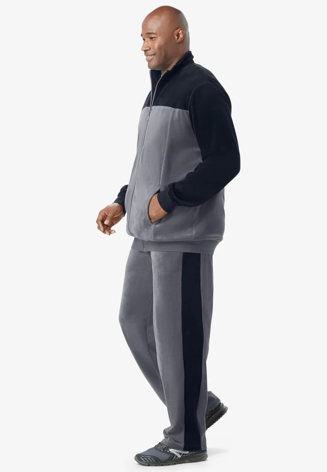 KingSize Men's Big & Tall Colorblock Velour Tracksuit