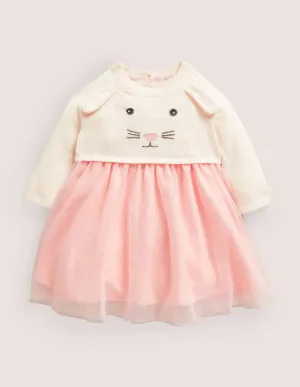 Knitted Tulle Dress-Ivory Bunny