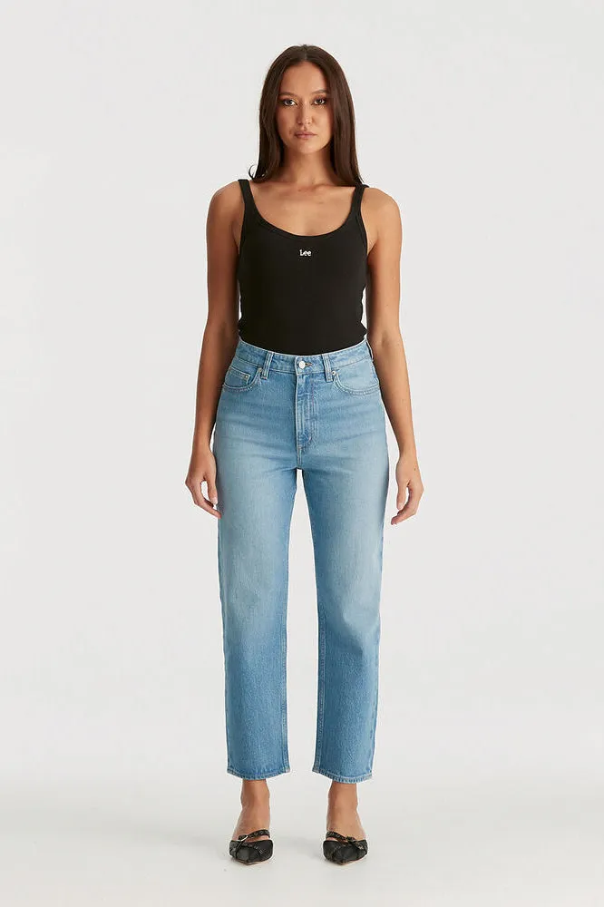 LEE DENIM HIGH STRAIGHT CROP DENIM JEAN - BLUE ENVY