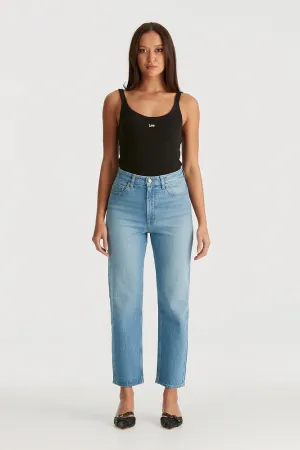 LEE DENIM HIGH STRAIGHT CROP DENIM JEAN - BLUE ENVY