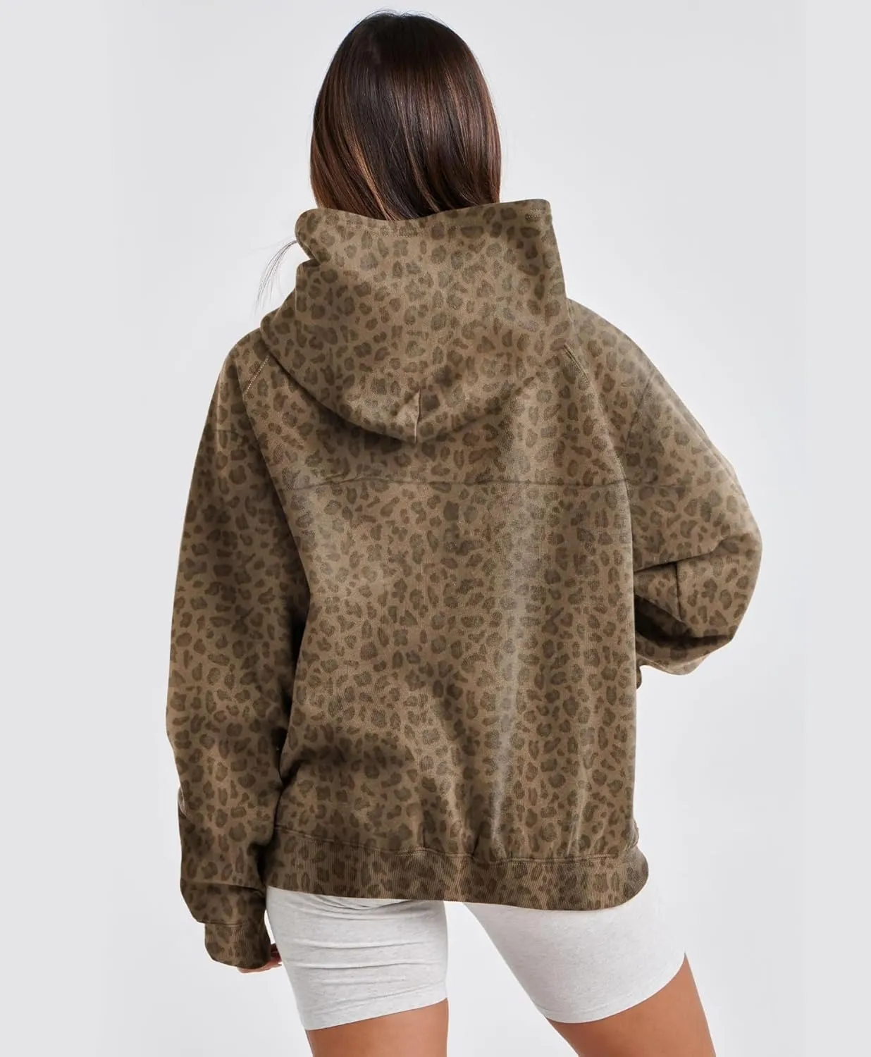 Leopard Print Hoodies for Women Oversized Cheetah Hooded Sweatshirt 2000s Graphic Pullover Tops Y2k Boyfriend Hoodie
