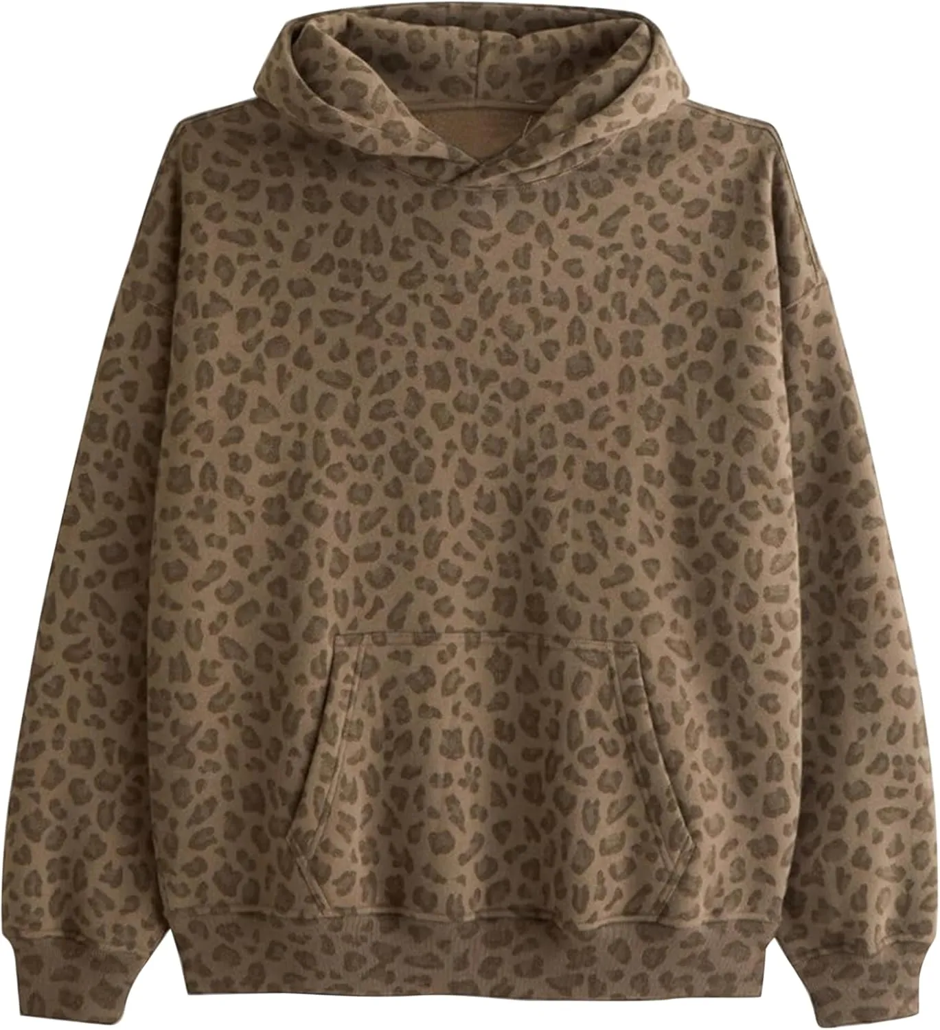 Leopard Print Hoodies for Women Oversized Cheetah Hooded Sweatshirt 2000s Graphic Pullover Tops Y2k Boyfriend Hoodie