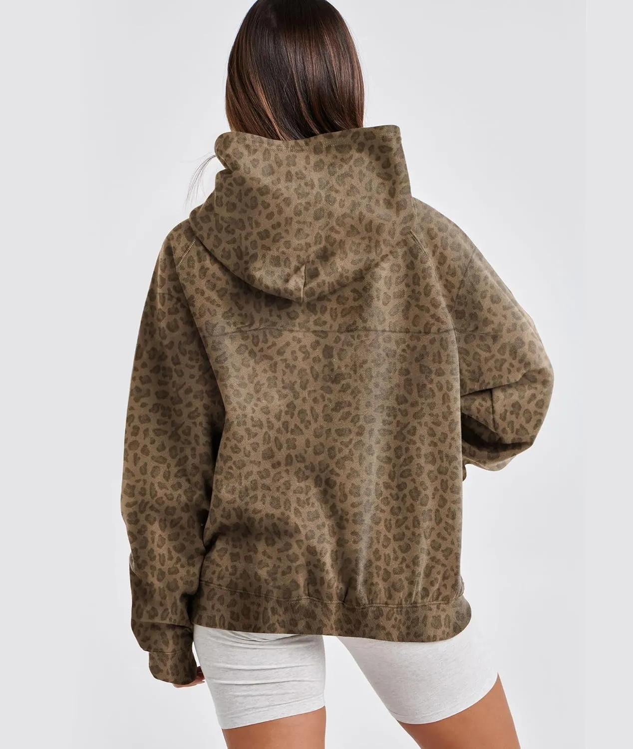 Leopard Print Hoodies for Women Oversized Cheetah Printed Hooded Pullover 2000s Y2K Hoodie Sweatshirt 90s Streetwear