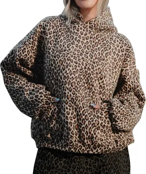 Leopard Print Hoodies for Women Oversized Cheetah Printed Hooded Pullover 2000s Y2K Hoodie Sweatshirt 90s Streetwear