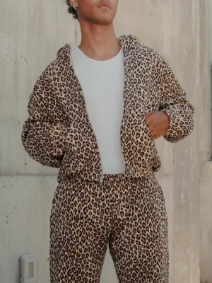 Leopard Print Oversized Camo Hoodie for Women - Cheetah Pullover Tops Y2k Graphic Hoodie With Pocket