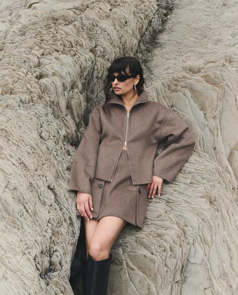 Levete Room Owa Brown Boiled Wool Coat