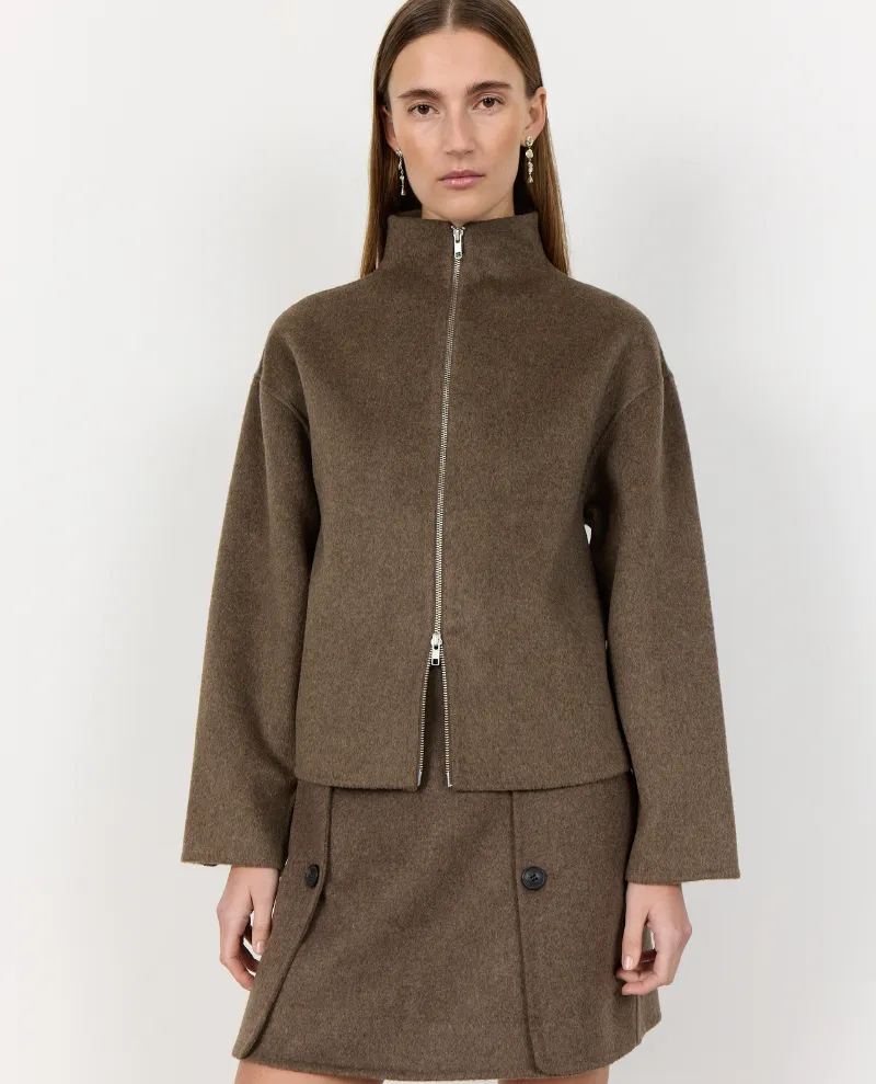 Levete Room Owa Brown Boiled Wool Coat