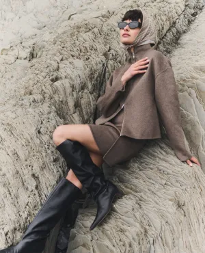 Levete Room Owa Brown Boiled Wool Coat