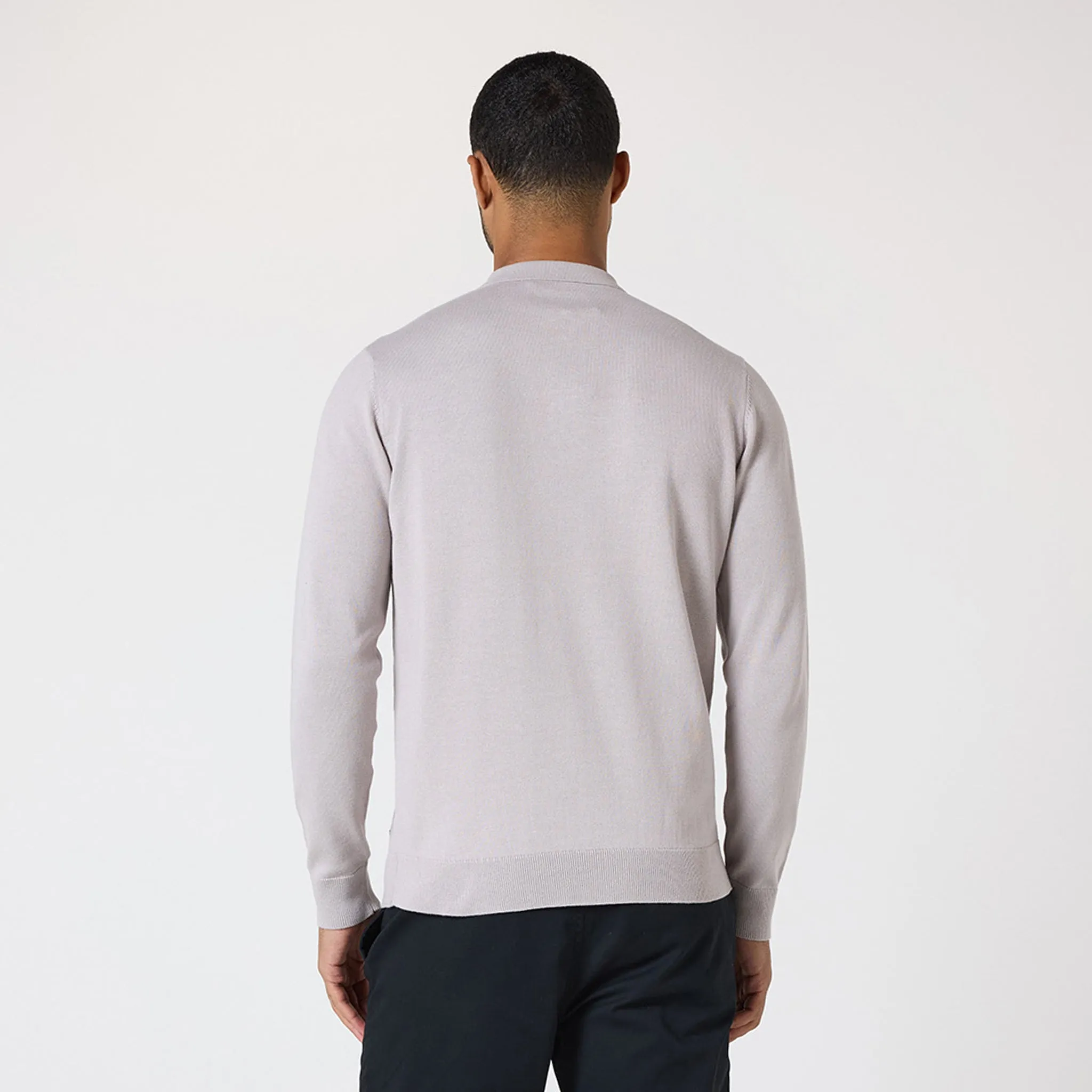 Long Sleeve Knitted Polo | Sand