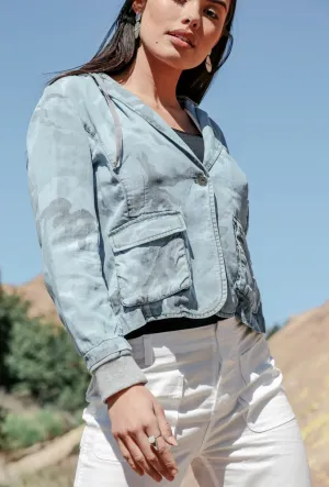 Marrakech Pamela Hooded Blazer in Denim Camo
