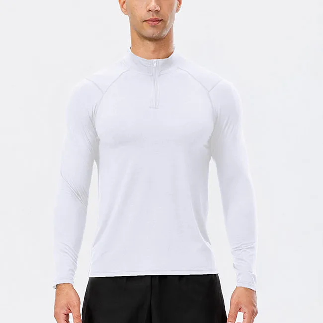 Men's Active Slim-fit Quarter Zip Long Sleeve Outdoor Athletic Performance Pullover