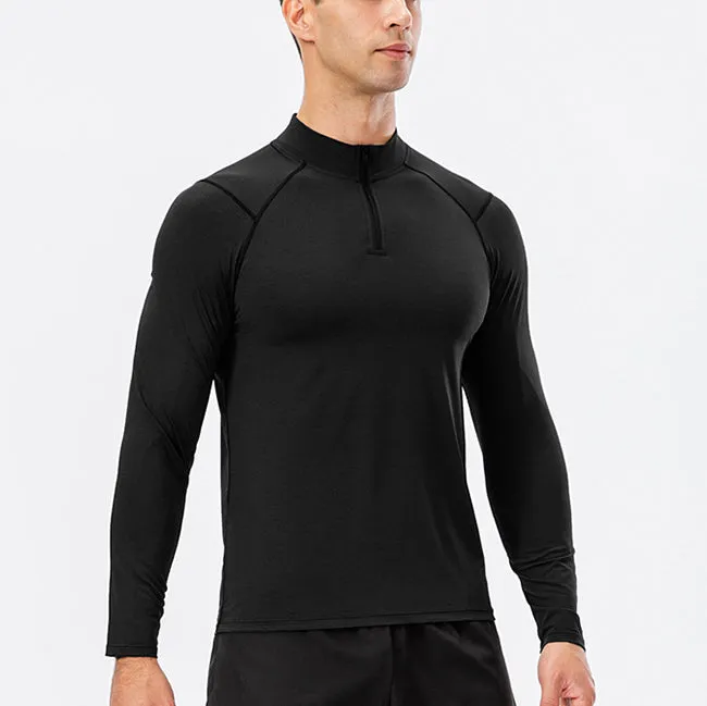 Men's Active Slim-fit Quarter Zip Long Sleeve Outdoor Athletic Performance Pullover