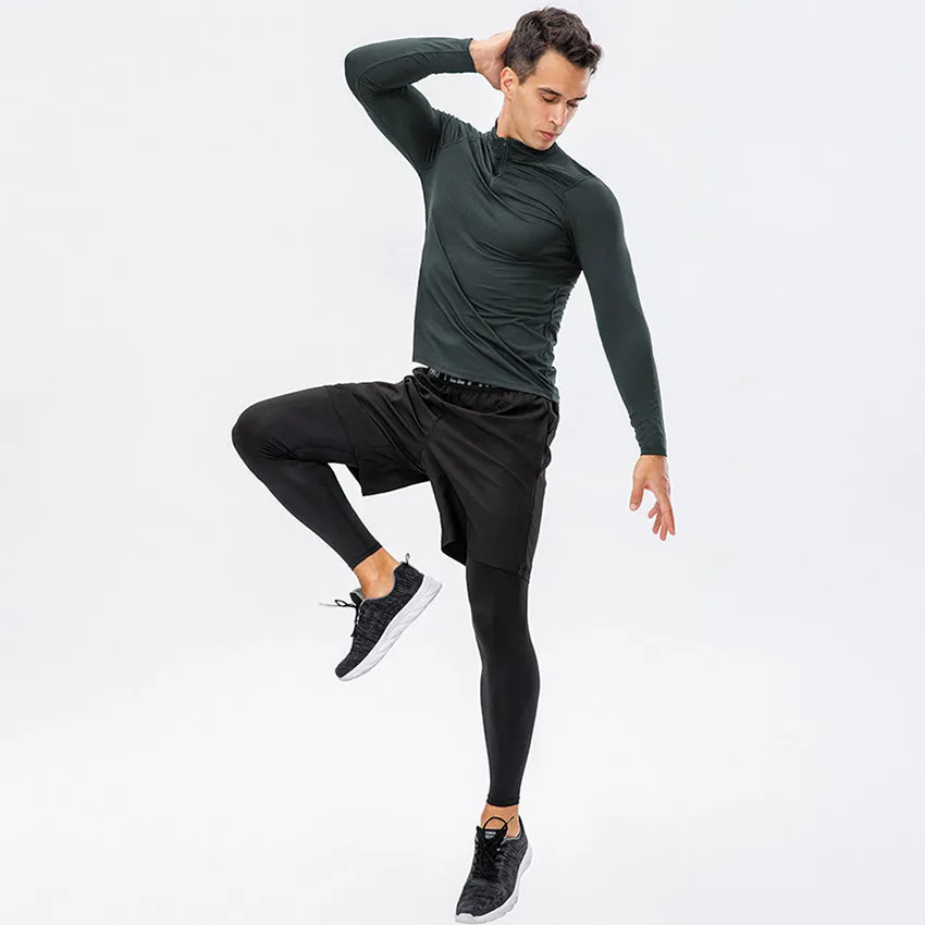 Men's Active Slim-fit Quarter Zip Long Sleeve Outdoor Athletic Performance Pullover