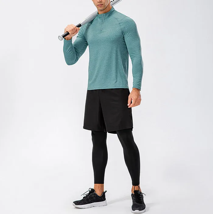 Men's Active Slim-fit Quarter Zip Long Sleeve Outdoor Athletic Performance Pullover