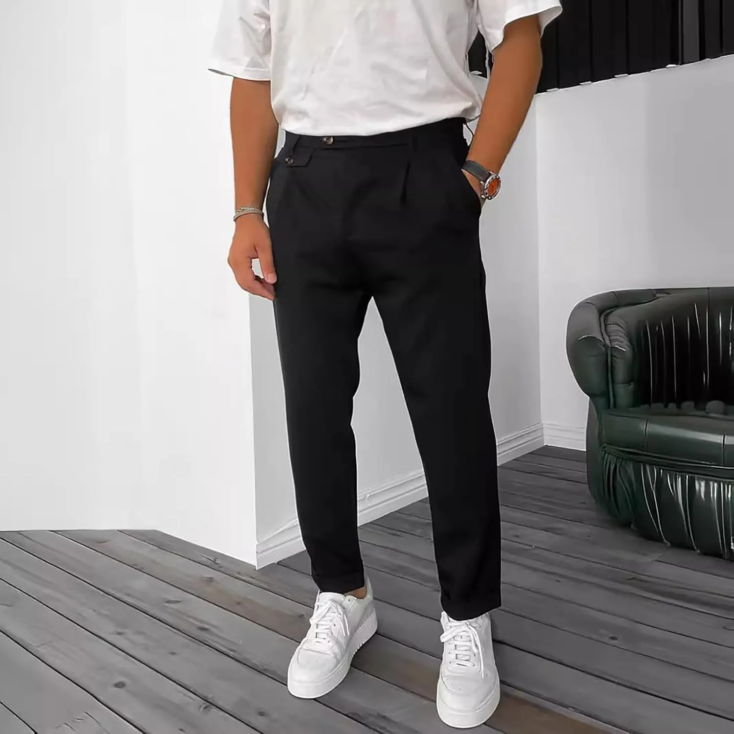 Mens Baggy Cargo Pants Parachute Pants Causal Loose Fit Joggers Trendy Pants Hip Hop Streetwear with Pockets
