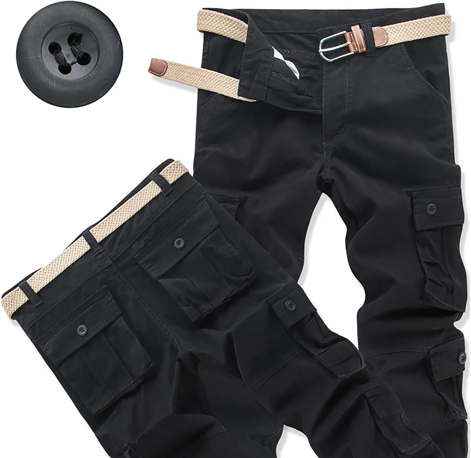 Men's Cargo Pants Pocket Mid-Waist Men's Sweatpants Casual Camouflage Men's Pants Men's Twill Relaxed Fit Cargo Pant