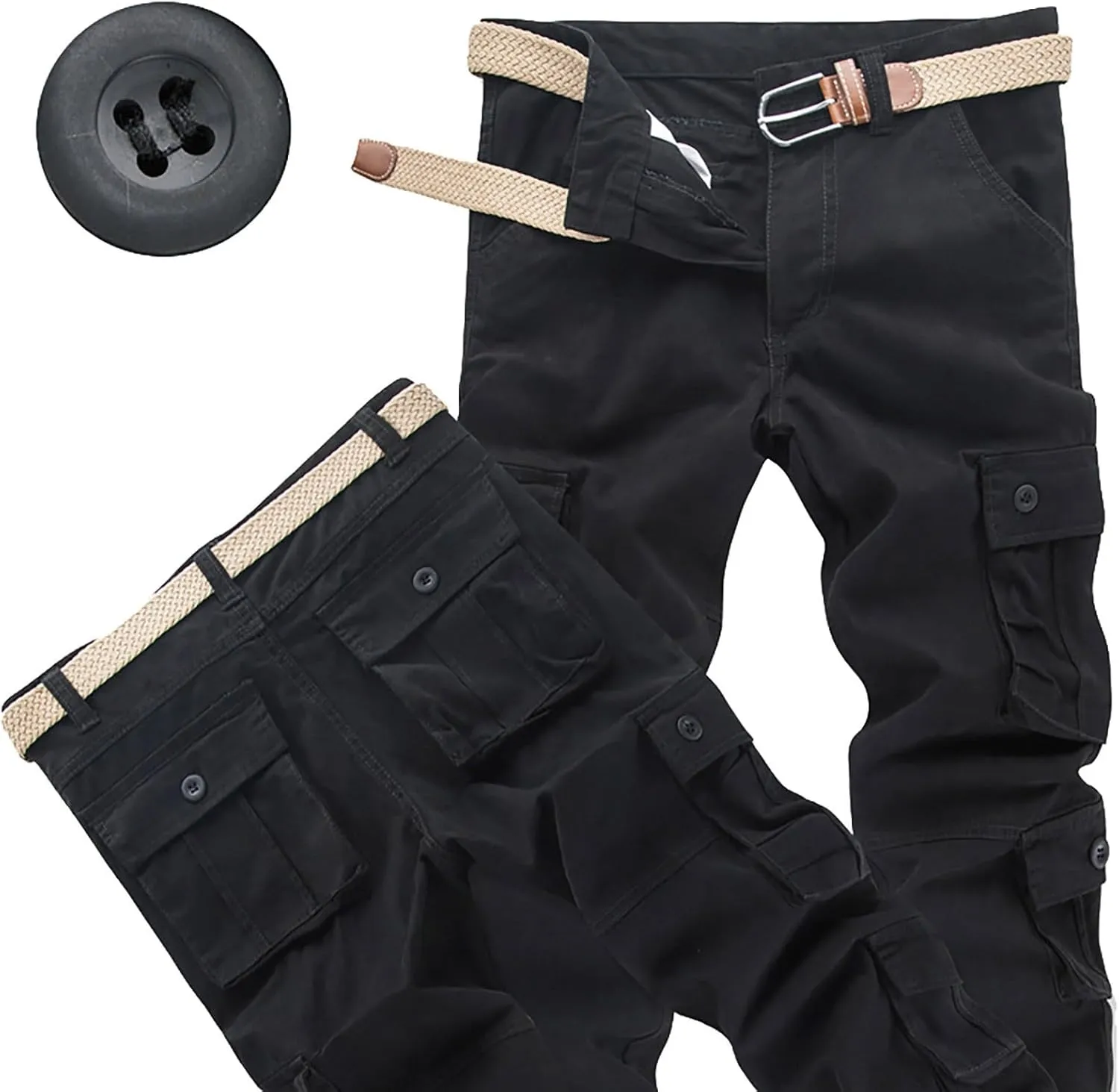 Men's Cargo Pants Pocket Mid-Waist Men's Sweatpants Casual Camouflage Men's Pants Men's Twill Relaxed Fit Cargo Pant