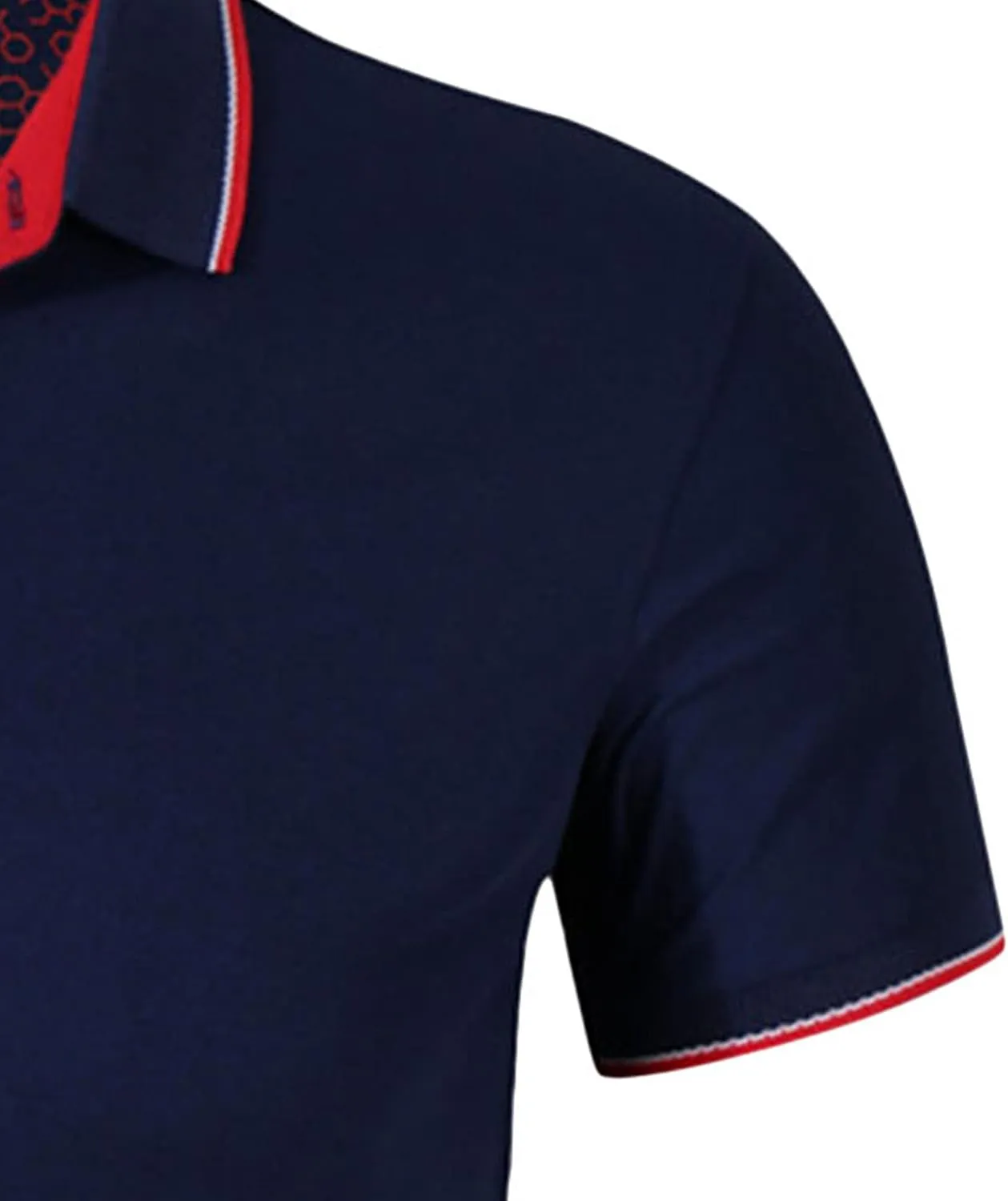 Men's Classic Fit Dual Tipped Collar Polo Shirt Cotton Blend Golf Tops Moisture Wicking Performance Short Sleeve