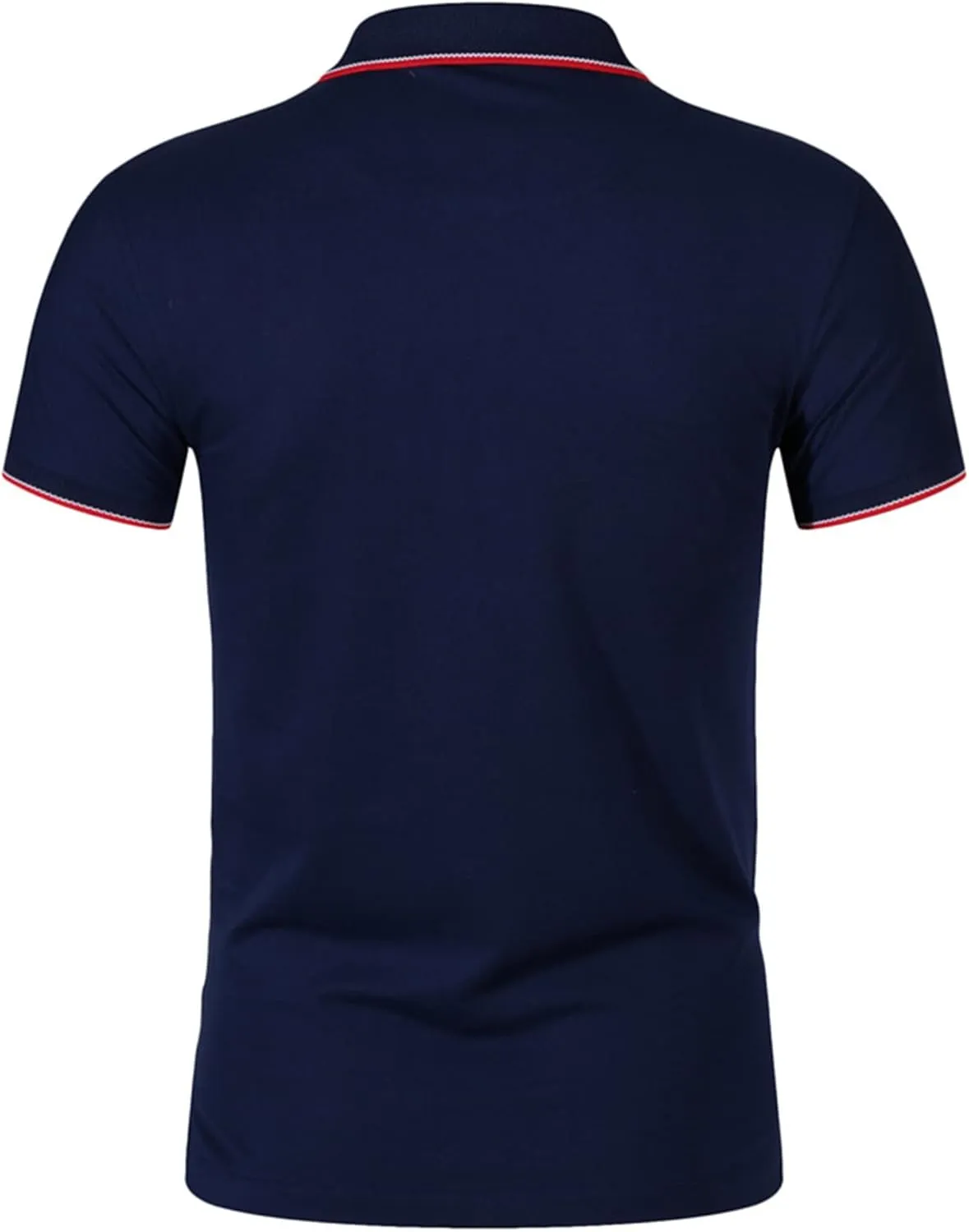 Men's Classic Fit Dual Tipped Collar Polo Shirt Cotton Blend Golf Tops Moisture Wicking Performance Short Sleeve