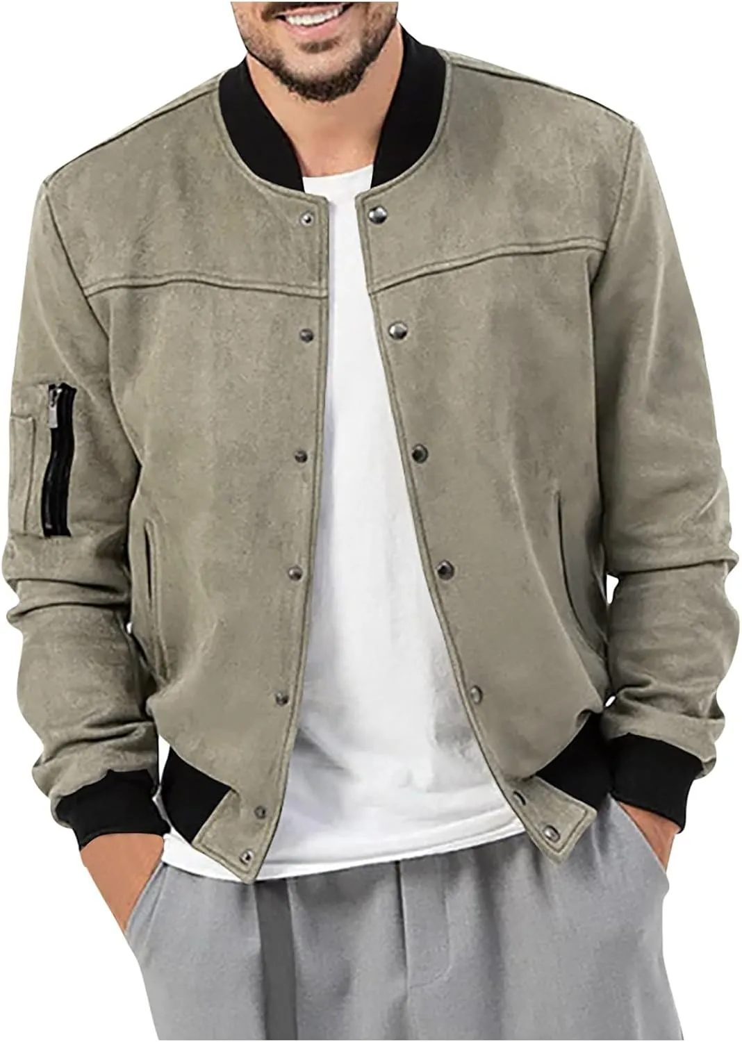 Mens Fall Winter Casual Coats 2024 Fashion Color Block Long Sleeve Jackets Basic Button Down Outerwear with Pockets