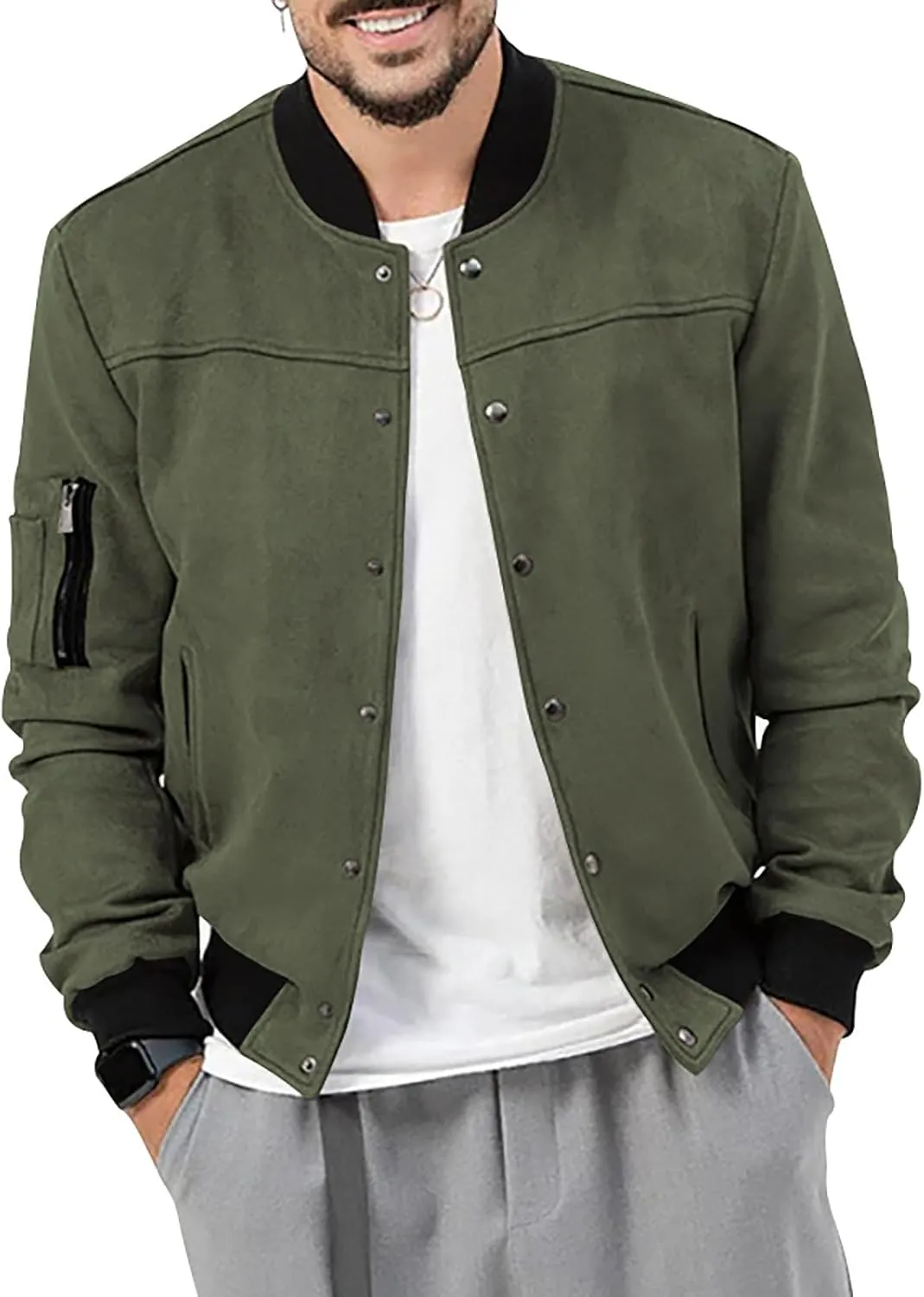Mens Fall Winter Casual Coats 2024 Fashion Color Block Long Sleeve Jackets Basic Button Down Outerwear with Pockets