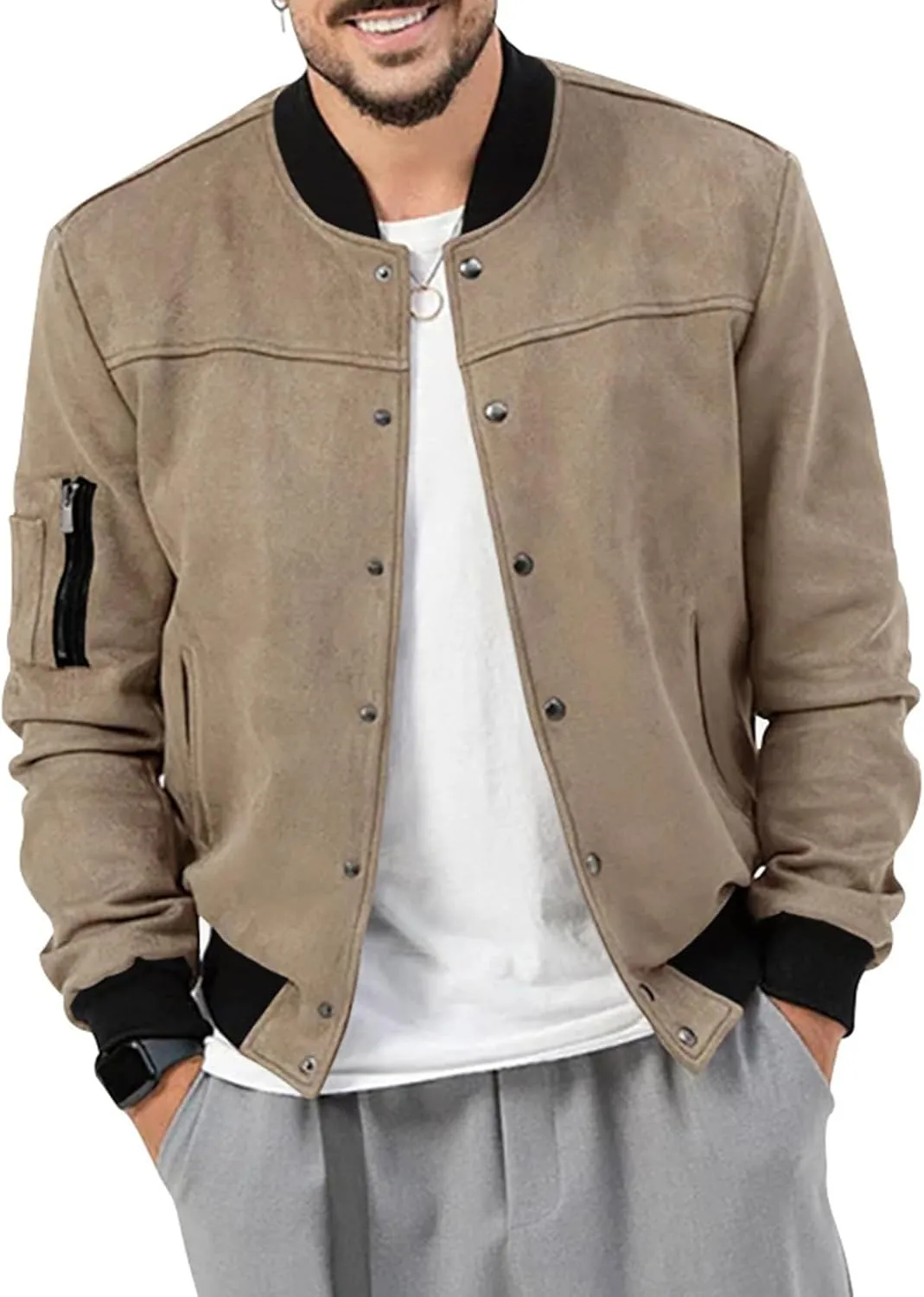 Mens Fall Winter Casual Coats 2024 Fashion Color Block Long Sleeve Jackets Basic Button Down Outerwear with Pockets