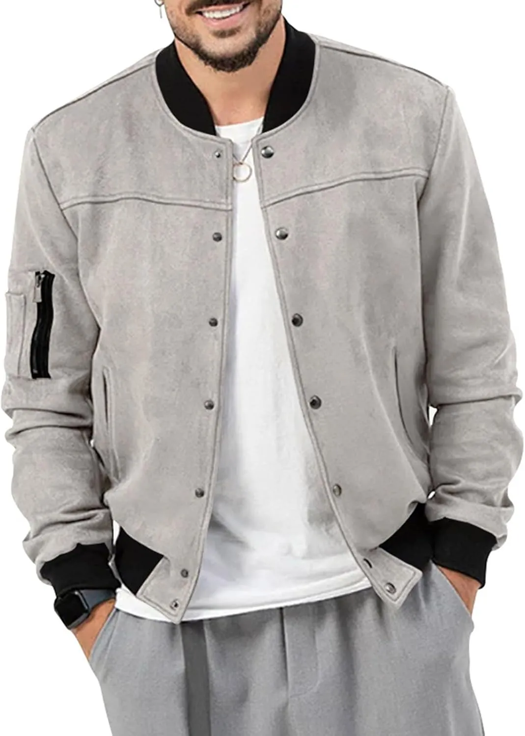 Mens Fall Winter Casual Coats 2024 Fashion Color Block Long Sleeve Jackets Basic Button Down Outerwear with Pockets