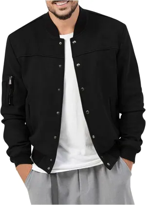 Mens Fall Winter Casual Coats 2024 Fashion Color Block Long Sleeve Jackets Basic Button Down Outerwear with Pockets