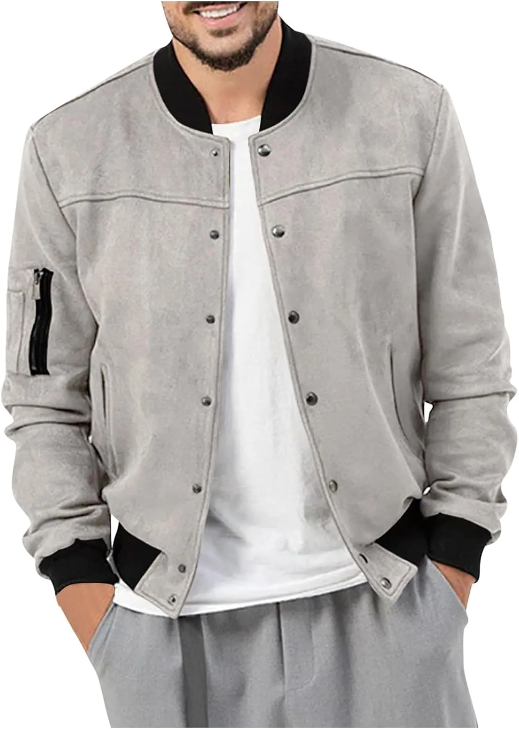 Mens Fall Winter Casual Coats 2024 Fashion Color Block Long Sleeve Jackets Basic Button Down Outerwear with Pockets