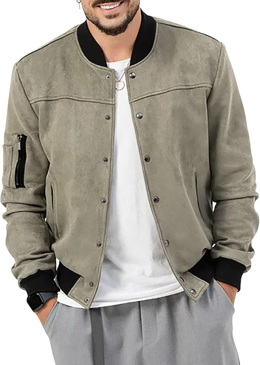 Mens Fall Winter Casual Coats 2024 Fashion Color Block Long Sleeve Jackets Basic Button Down Outerwear with Pockets