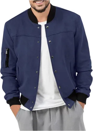 Mens Fall Winter Casual Coats 2024 Fashion Color Block Long Sleeve Jackets Basic Button Down Outerwear with Pockets