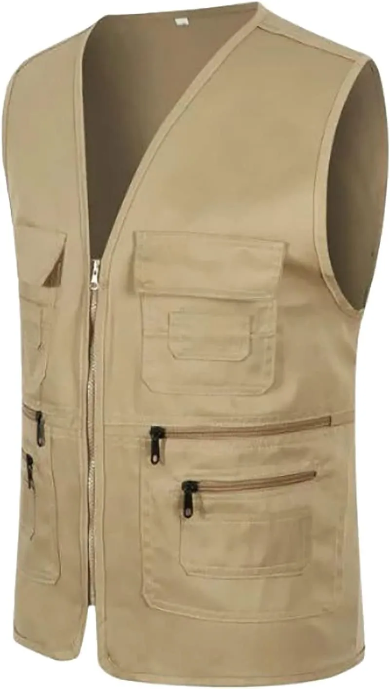 Men's Fishing Vest with Pockets Utility Detachable Summer Vests for Safari Travel Outdoor Work Photo Cargo Fly