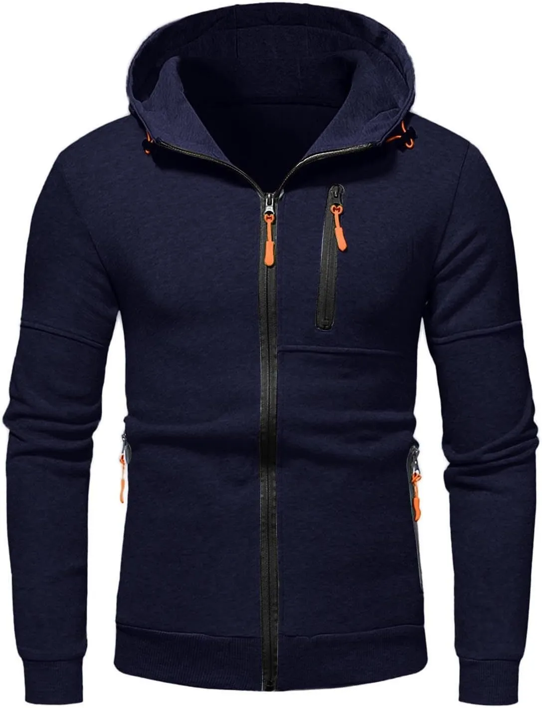 Mens Hoodies Pullover Oversized Long Sleeve Full Zip up Hooded Sweatshirt Drawstring Casual Jacket Sweater Fall