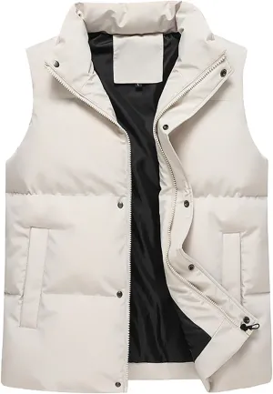 Men's Outdoor Casual Stand Collar Vest Men Women Autumn And Winter Fashion Casual Solid Warm Winter Sleeveless Jacket