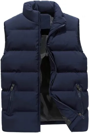 Men's Padded Cotton Puffer Vest Winter Sleeveless Jacket Coat Thick Warm Quilted Outerwear Oversized Vest Puffer
