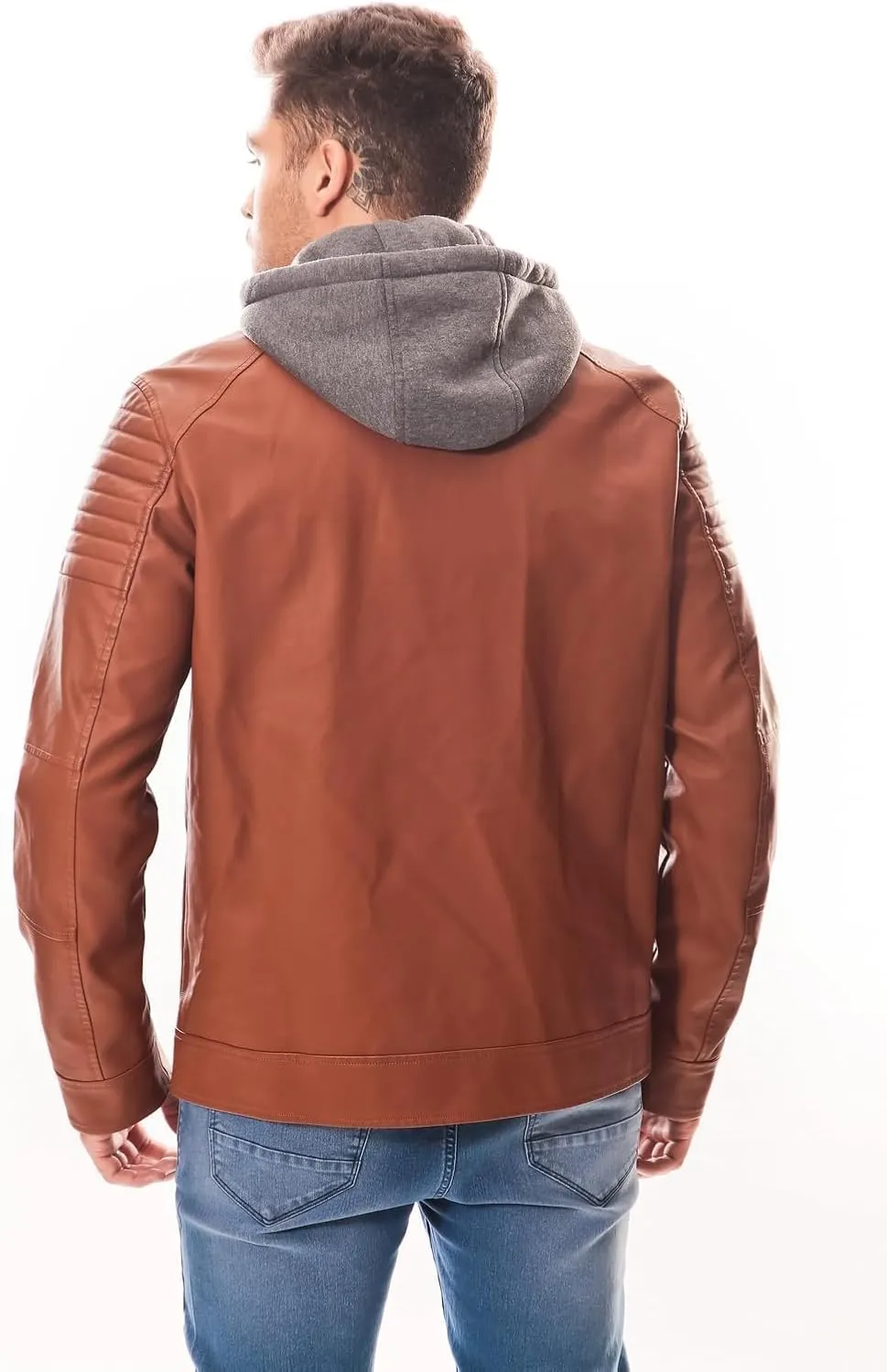 Men's PU Jacket with Hood  Stylish, Functional, Water-Resistant, Zippered Pockets, Confortable, Durable