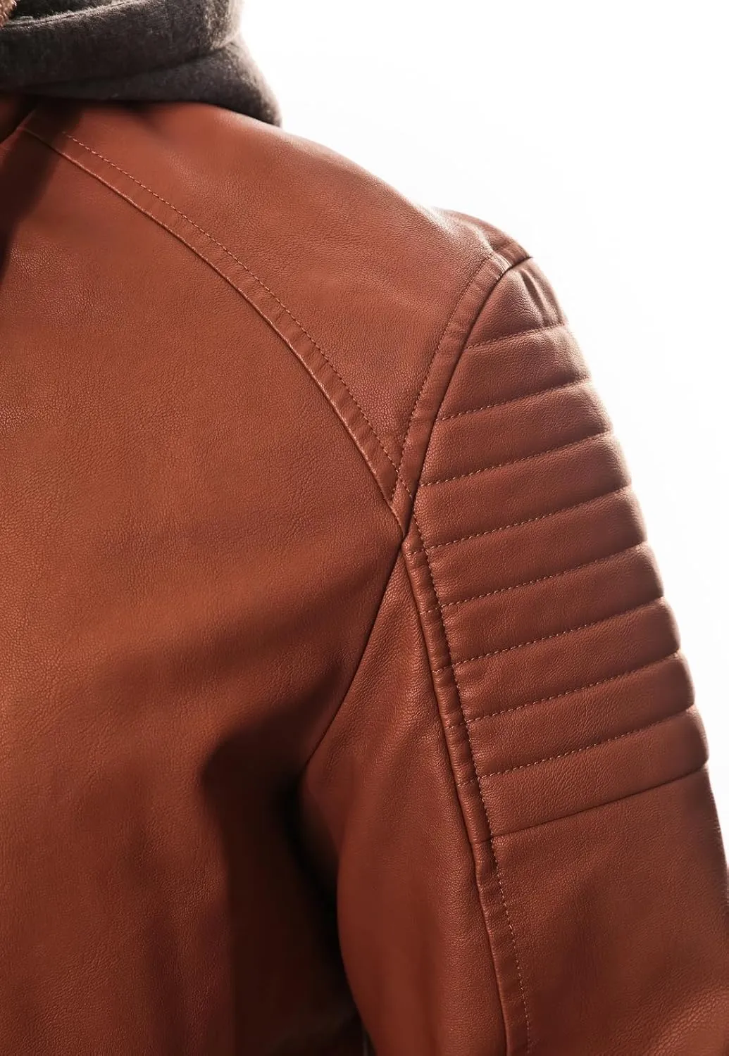 Men's PU Jacket with Hood  Stylish, Functional, Water-Resistant, Zippered Pockets, Confortable, Durable