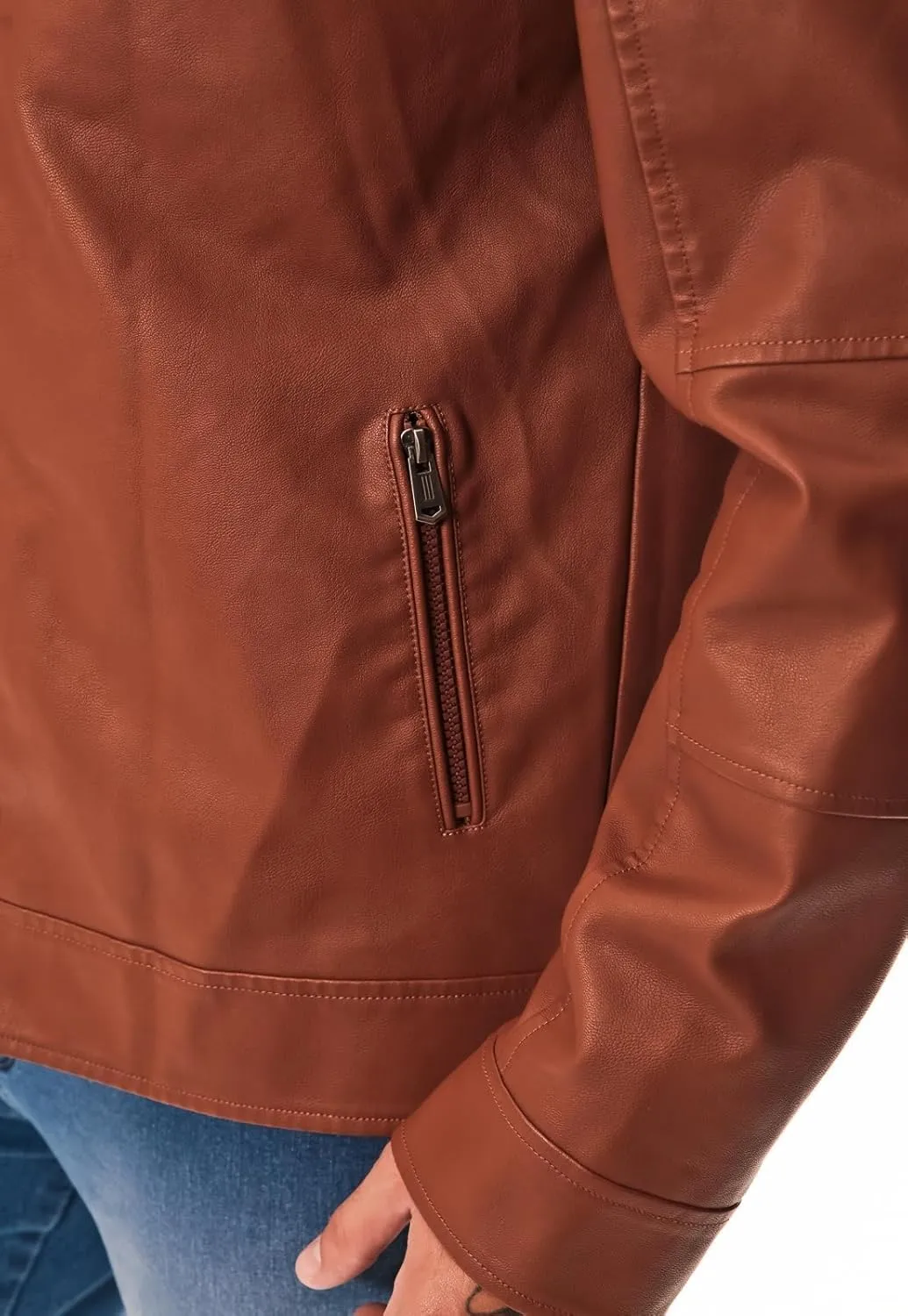 Men's PU Jacket with Hood  Stylish, Functional, Water-Resistant, Zippered Pockets, Confortable, Durable