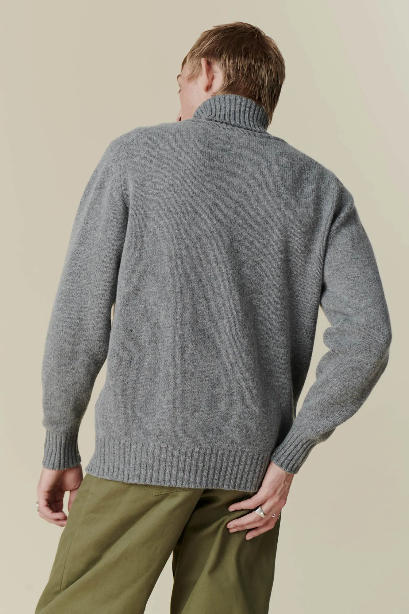 Men's Roll Neck Jumper - Grey