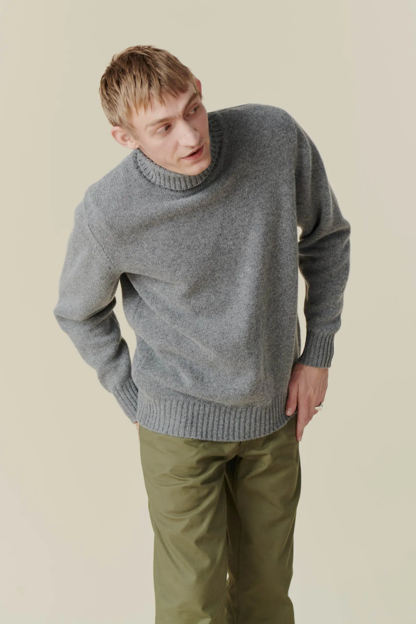 Men's Roll Neck Jumper - Grey