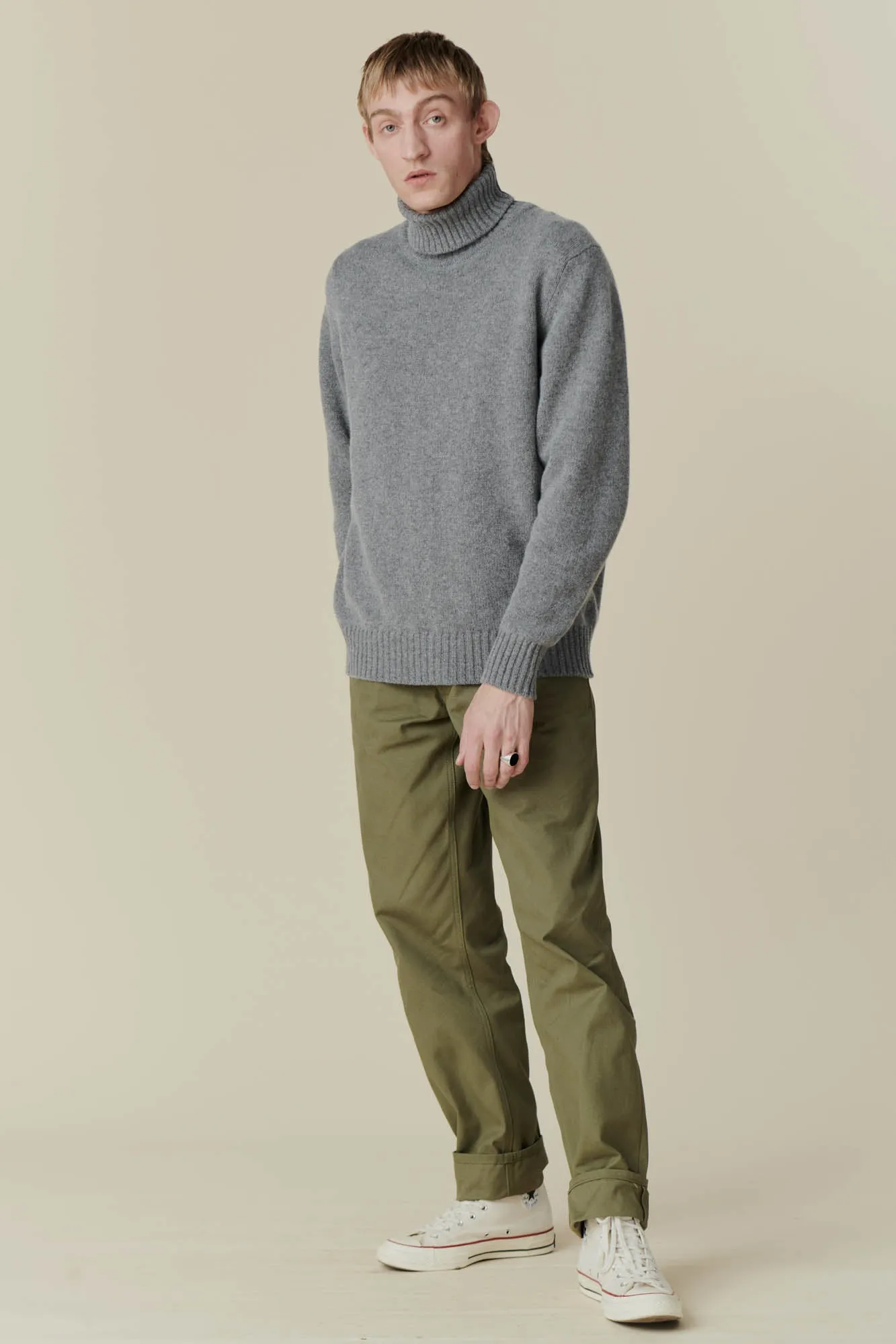 Men's Roll Neck Jumper - Grey