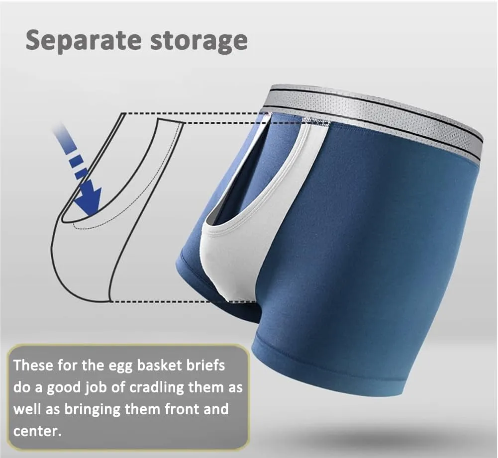 Mens Separated Trunks Bulge Pouch Underwear Boxers Briefs Breathable Modal Functional Pants