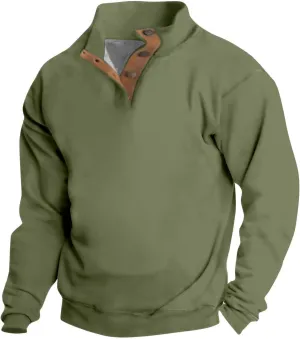 Mens Sweatshirt Winter Outdoor Casual Vintage Sweater Cotton Sweatshirts For Men Winter 1/4 Button Collar Pullover