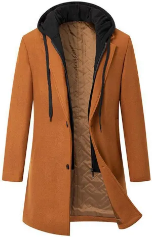 Men's Trench Coat Lapel Windproof Overcoat Slim fit Windbreaker Winter Coat for Men Classic Pea Coat Long Jacket