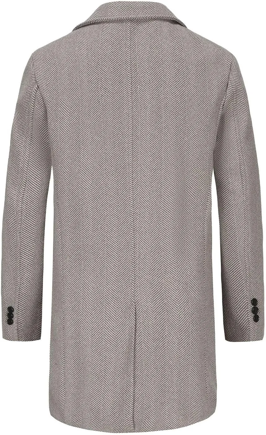 Men's Trench Coat Lapel Windproof Overcoat Slim fit Windbreaker Winter Coat for Men Classic Pea Coat Long Jacket