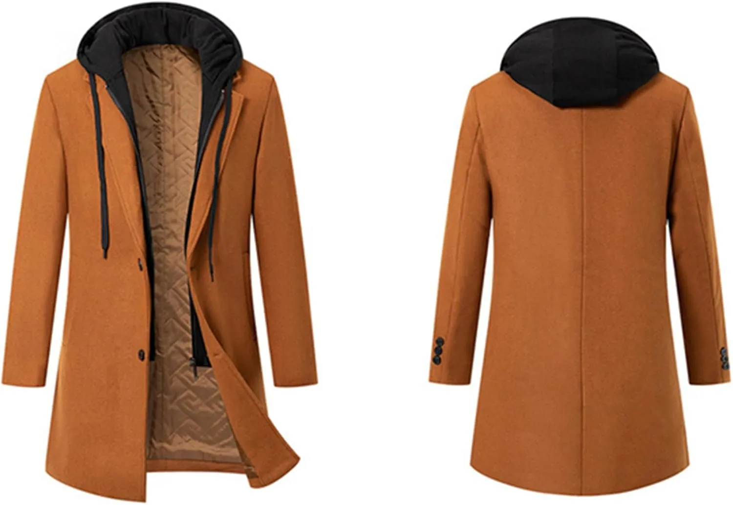 Men's Trench Coat Lapel Windproof Overcoat Slim fit Windbreaker Winter Coat for Men Classic Pea Coat Long Jacket